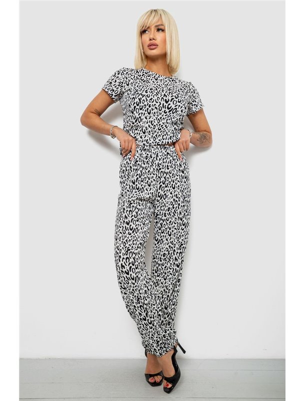 Костюм жіночий повсякденний з принтом, колір молочний, 257R815-2 257R815-2 AGER фото - Luxbikini