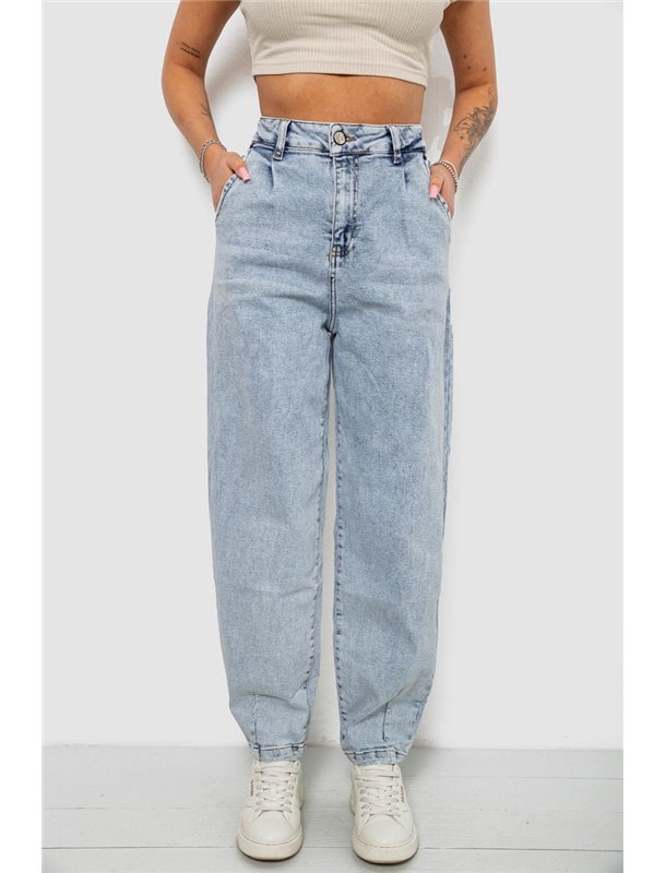 Джинси жіночі однотонні Battal Balon, колір блакитний, 244R00318 244R00318 AGER фото - Luxbikini