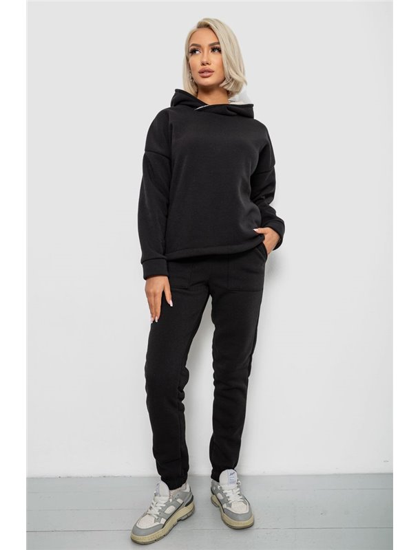 Спортивний костюм жіночий на флісі, колір чорний, 257R88 257R88 AGER фото - Luxbikini