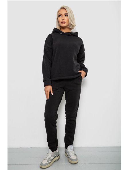 Спортивний костюм жіночий на флісі, колір чорний, 257R88 257R88 AGER фото - Luxbikini