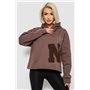 Худі жіночий з капюшоном на флісі, колір коричневий, 257R335 257R335 AGER фото - Luxbikini