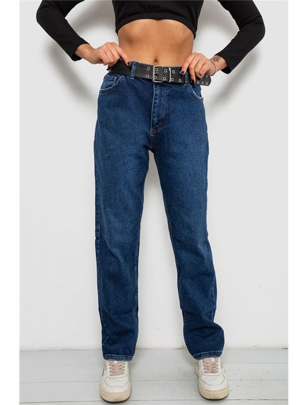 Джинси жіночі однотонні MOM FIT, колір синій, 244R8184 244R8184 AGER фото - Luxbikini