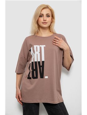 Футболка жіноча з принтом, колір мокко, 244R2015 244R2015 AGER фото - Luxbikini