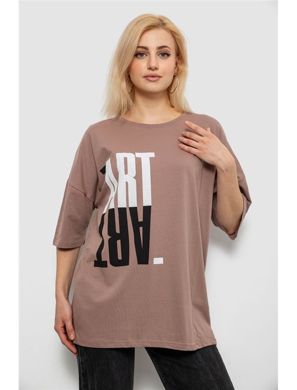 Футболка жіноча з принтом, колір мокко, 244R2015 244R2015 AGER фото - Luxbikini
