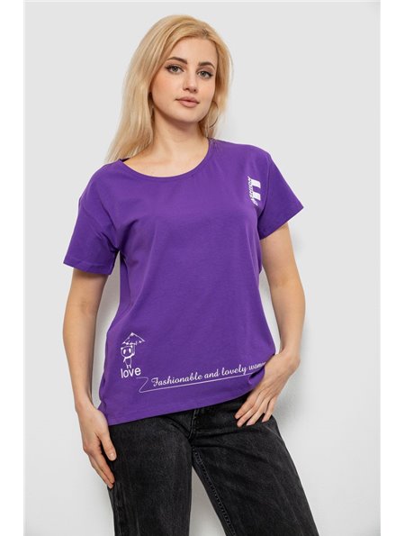 Футболка жіноча з принтом, колір фіолетовий, 244R2304-5 244R2304-5 AGER фото - Luxbikini