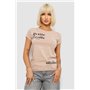Футболка жіноча з принтом, колір бежевий, 244R1008-5 244R1008-5 AGER фото - Luxbikini