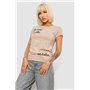 Футболка жіноча з принтом, колір бежевий, 244R1008-5 244R1008-5 AGER фото - Luxbikini