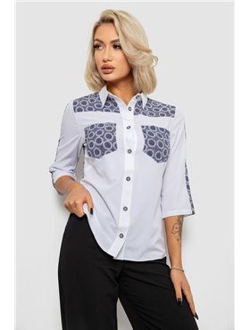 Сорочка класична з принтом, колір біло-синій, 230R7214 230R7214 AGER фото - Luxbikini