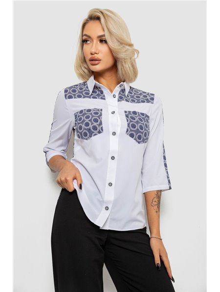 Сорочка класична з принтом, колір біло-синій, 230R7214 230R7214 AGER фото - Luxbikini