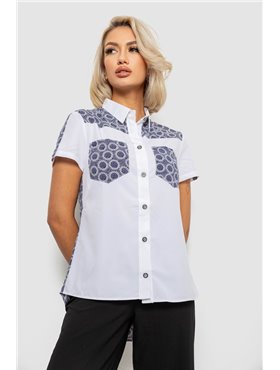 Сорочка класична з принтом, колір синьо-білий, 230R7214-1 230R7214-1 AGER фото - Luxbikini