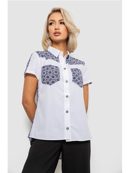 Сорочка класична з принтом, колір синьо-білий, 230R7214-1 230R7214-1 AGER фото - Luxbikini