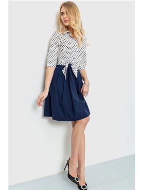 Сукня софт у горошок, колір синьо-молочний, 230R79-2 230R79-2 AGER фото - Luxbikini