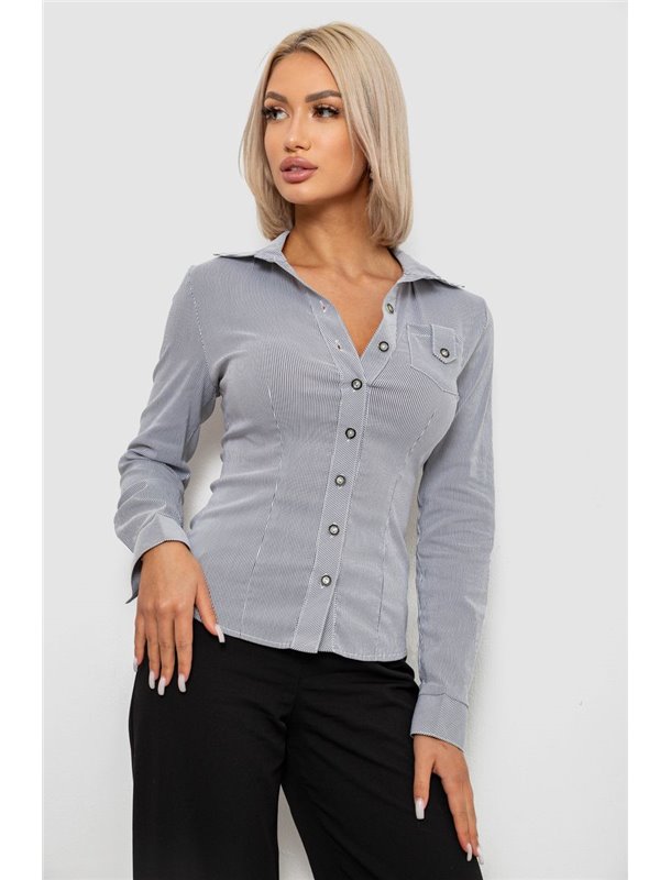 Сорочка класична в смужку, колір сірий, 230R644-1 230R644-1 AGER фото - Luxbikini