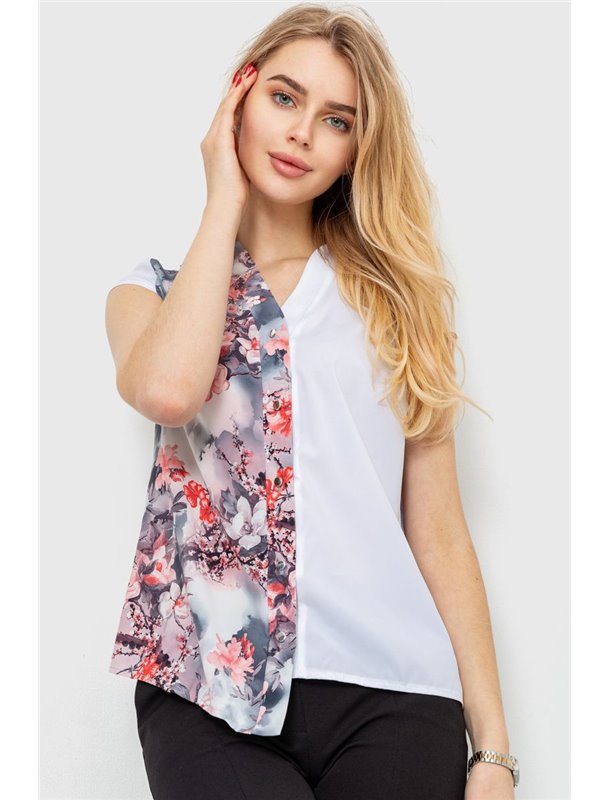 Блуза з квітковим принтом, колір сіро-рожевий, 230R99-5 230R99-5 AGER фото - Luxbikini