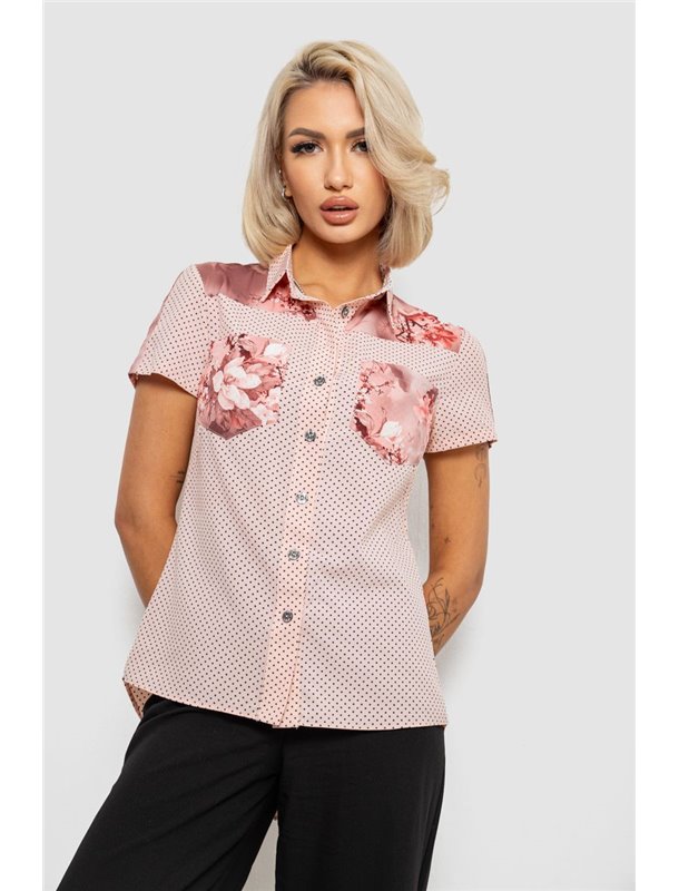 Блуза в горошок з принтом, колір персиковий, 230R7215 230R7215 AGER фото - Luxbikini