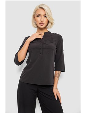 Блуза однотонна, колір чорний, 230R97-1 230R97-1 AGER фото - Luxbikini