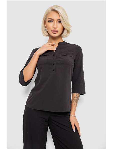 Блуза однотонна, колір чорний, 230R97-1 230R97-1 AGER фото - Luxbikini