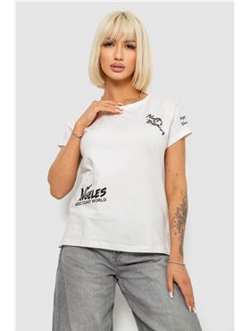 Футболка жіноча з принтом, колір молочний, 244R1014 244R1014 AGER фото - Luxbikini