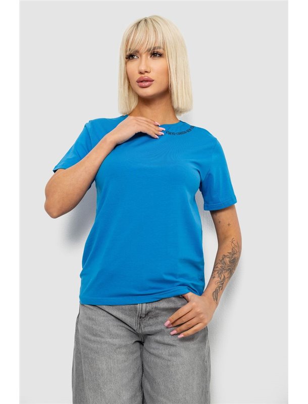 Футболка жіноча з принтом, колір блакитний, 244R1043-5 244R1043-5 AGER фото - Luxbikini