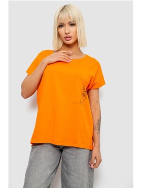 Футболка жіноча з принтом, колір помаранчевий, 244R2013-11 244R2013-11 AGER фото - Luxbikini