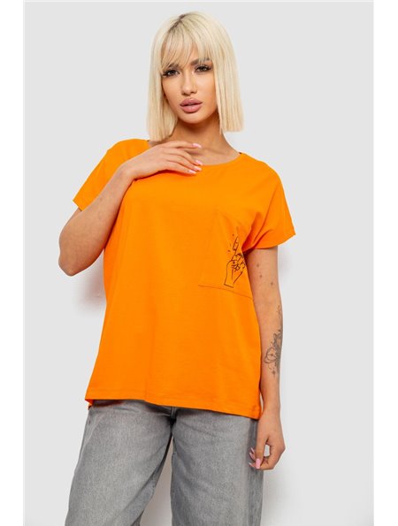 Футболка жіноча з принтом, колір помаранчевий, 244R2013-11 244R2013-11 AGER фото - Luxbikini