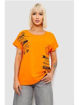 Футболка жіноча з принтом, колір помаранчевий, 244R2013-5 244R2013-5 AGER фото - Luxbikini