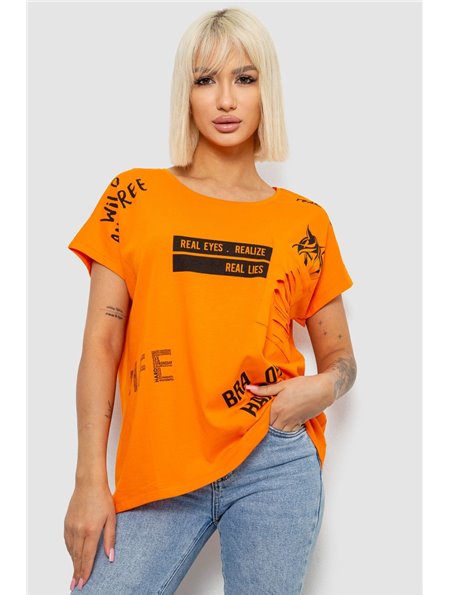 Футболка жіноча з принтом, колір помаранчевий, 244R2013-7 244R2013-7 AGER фото - Luxbikini