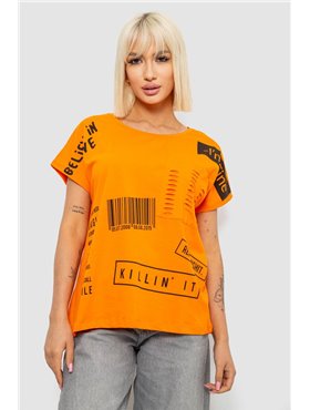 Футболка жіноча з принтом, колір помаранчевий, 244R2013-8 244R2013-8 AGER фото - Luxbikini