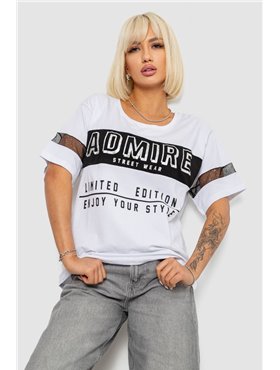 Футболка жіноча з принтом, колір білий, 244R2153-5 244R2153-5 AGER фото - Luxbikini