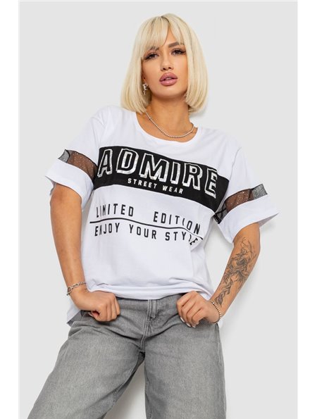 Футболка жіноча з принтом, колір білий, 244R2153-5 244R2153-5 AGER фото - Luxbikini