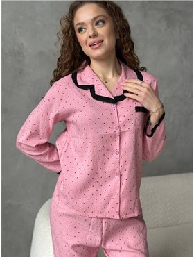 Тонка рожева піжамка в чорну цятку