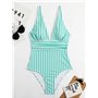 Суцільний купальник у смужку - зелений/білий KUP-CIL-STRIP-GREN-1  фото - Luxbikini