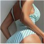 Суцільний купальник у смужку - зелений/білий KUP-CIL-STRIP-GREN-1  фото - Luxbikini