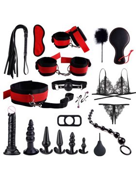 БДСМ-набір для інтимних ігор на 19 предметів бондаж стимуляція Чорний-Червоний X00001266 China фото - Luxbikini