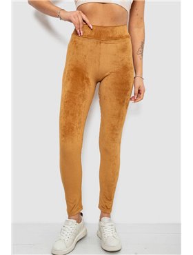 Лосини жіночі велюрові однотонні в рубчик, колір коричневий, 214R333 214R333 AGER фото - Luxbikini