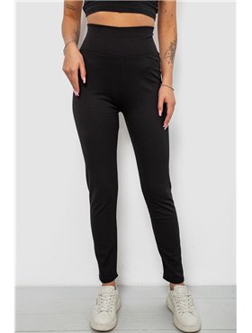 Лосини жіночі однотонні в рубчик на флісі, колір чорний, 214R0009-10 214R0009-10 AGER фото - Luxbikini