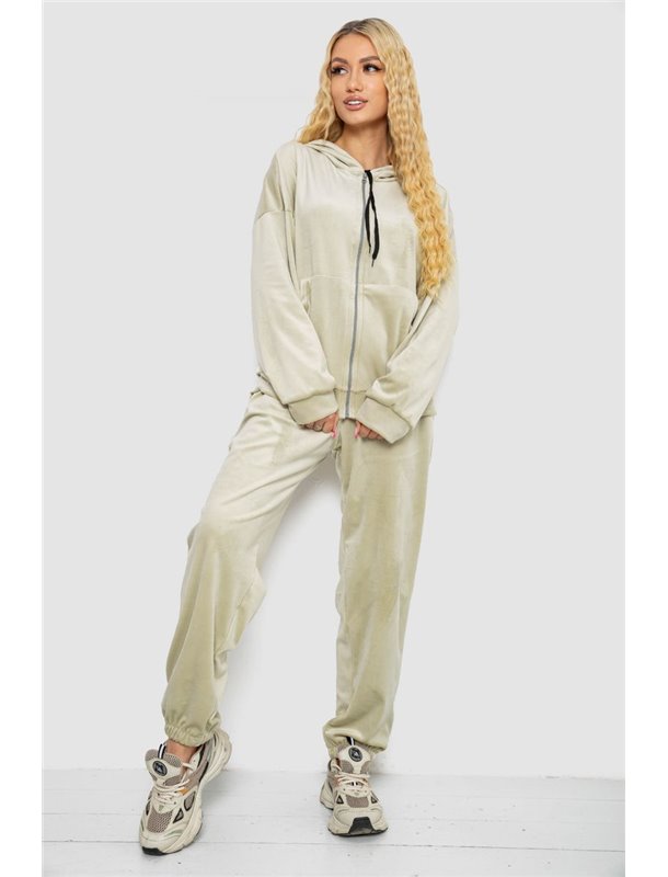 Спортивний костюм жіночий велюровий, колір світло-оливковий, 238R107-2 238R107-2 AGER фото - Luxbikini