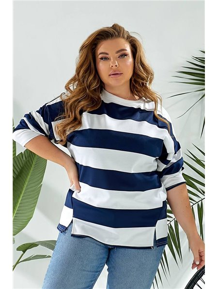 Світшот жіночий в смужку, колір біло-синій, 257R332-2 257R332-2 AGER фото - Luxbikini