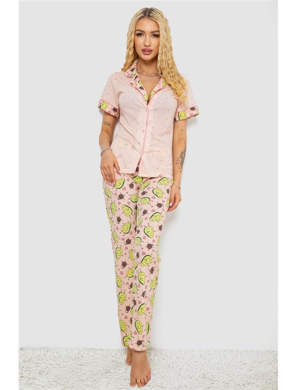 Жіноча піжама з принтом, колір персиковий, 243R7091 243R7091 AGER фото - Luxbikini