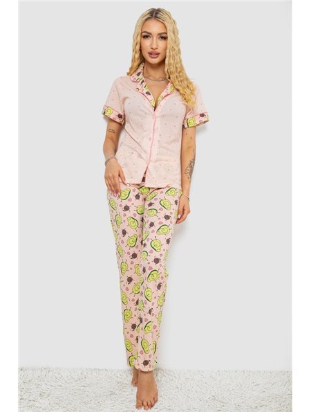 Жіноча піжама з принтом, колір персиковий, 243R7091 243R7091 AGER фото - Luxbikini