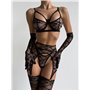 Еротичний комплект з ліфом, трусиками, поясом та рукавичками 481/118-S  фото - Luxbikini