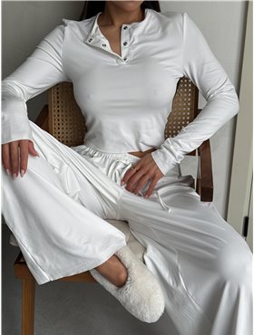 Костюм вільного крою топ та штани білий 1025-S Domino фото - Luxbikini