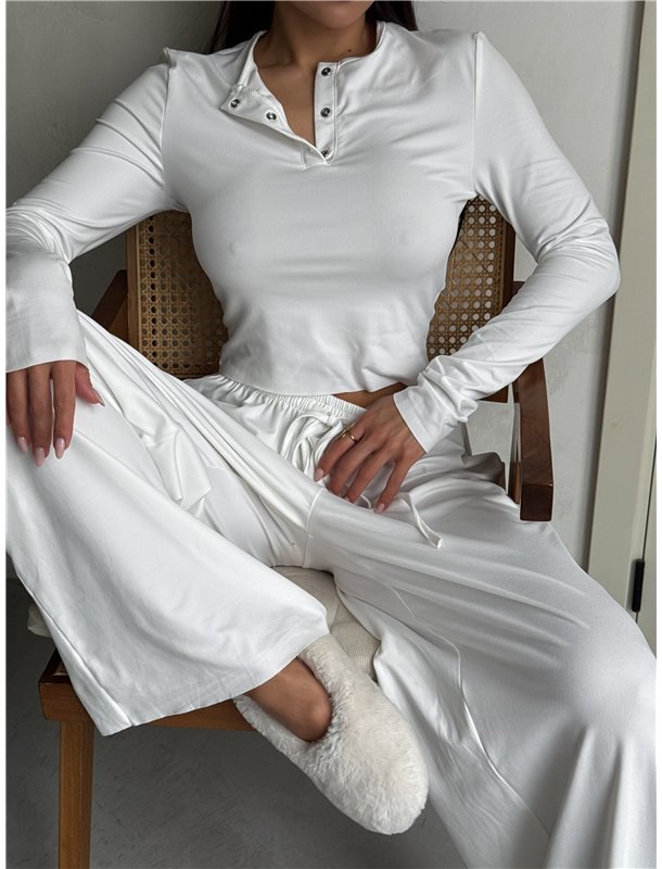 Костюм вільного крою топ та штани білий 1025-S Domino фото - Luxbikini