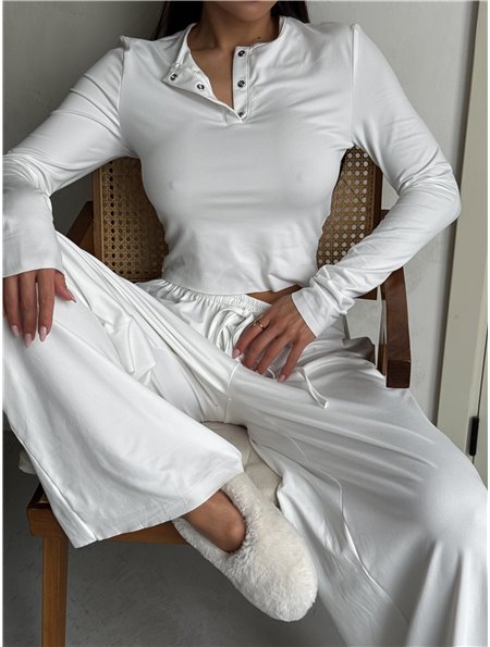 Костюм вільного крою топ та штани білий 1025-S Domino фото - Luxbikini