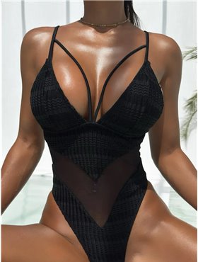 Купальник суцільний з декольте чорний 1516/37-S Domino фото - Luxbikini