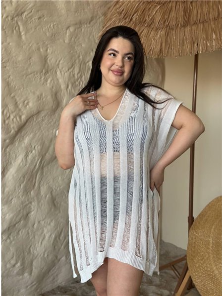Жіноча біла пляжна туніка PLUS SIZE SW4038/1 Ghazel фото - Luxbikini