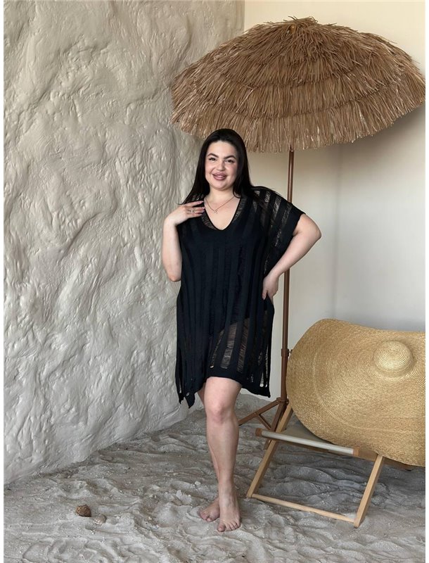 Жіноча чорна пляжна туніка PLUS SIZE SW4038 Ghazel фото - Luxbikini