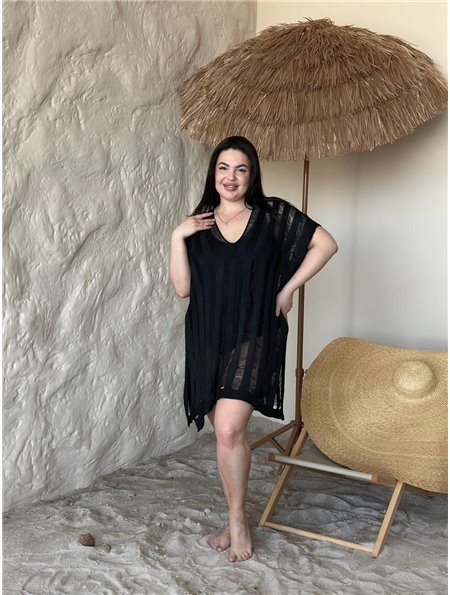 Жіноча чорна пляжна туніка PLUS SIZE SW4038 Ghazel фото - Luxbikini