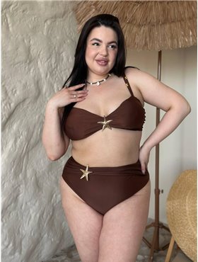 Роздільний коричневий купальник PLUS SIZE з морською зіркою SW4031 Ghazel фото - Luxbikini