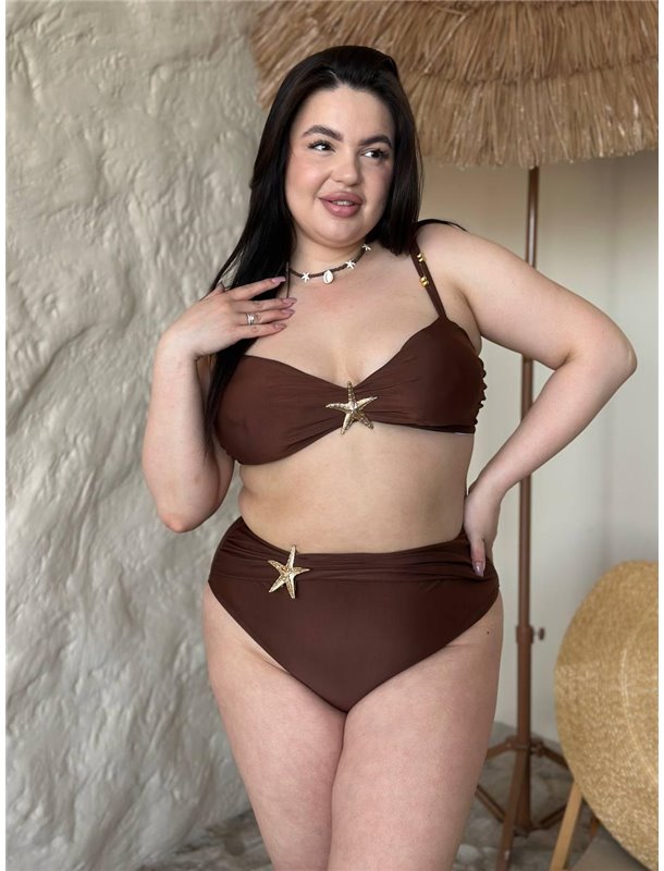 Роздільний коричневий купальник PLUS SIZE з морською зіркою SW4031 Ghazel фото - Luxbikini